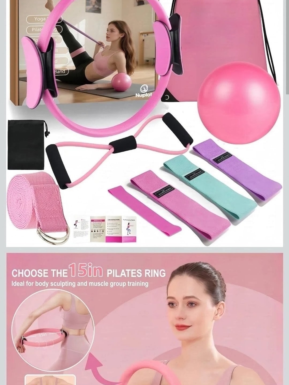 10PCS Pilate Essentials Kit and Resistance Band Set New